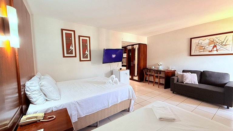 Flat 332 vista lago com 2 camas
