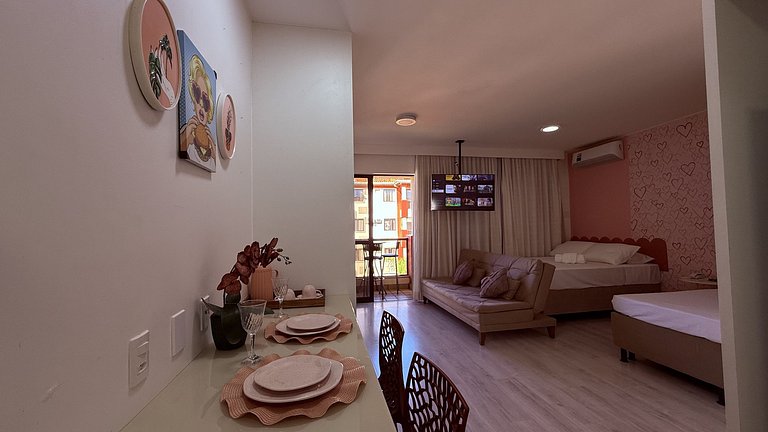 Flat Rosa encantador vista lago